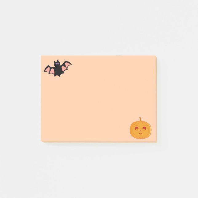 Notas Post-it® Murciélago y calabaza de Halloween (Anverso)