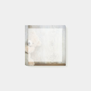 Notas Post-it® Muro De Madera Rústica De Oso Cutáneo Con Oso