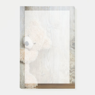 Notas Post-it® Muro De Madera Rústica De Oso Cutáneo Con Oso