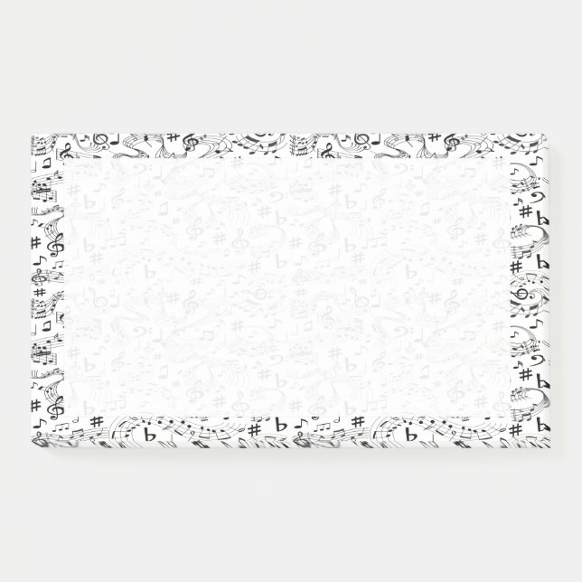 Notas Post-it® Music Musical Notes Black and White (Anverso)