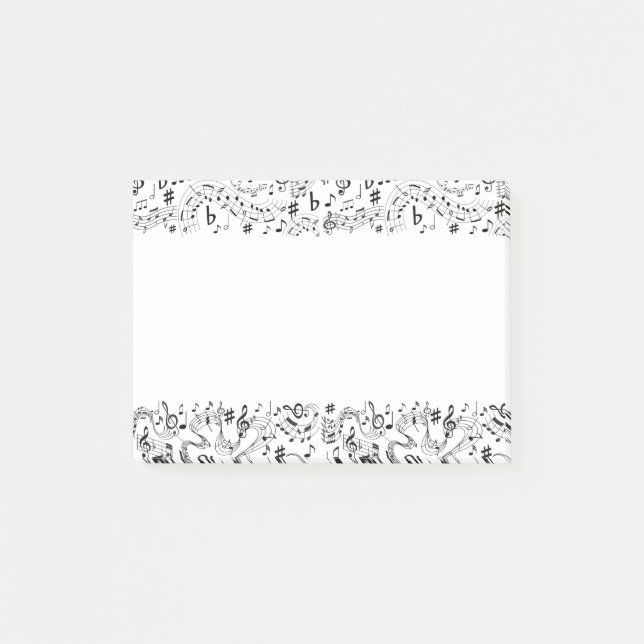Notas Post-it® Music Musical Notes Black and White (Anverso)