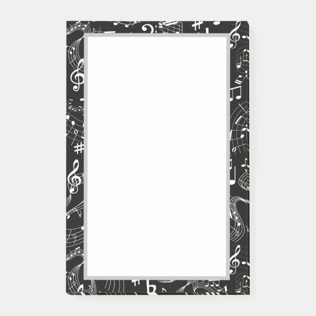 Notas Post-it® Music Musical Notes Black and White (Anverso)