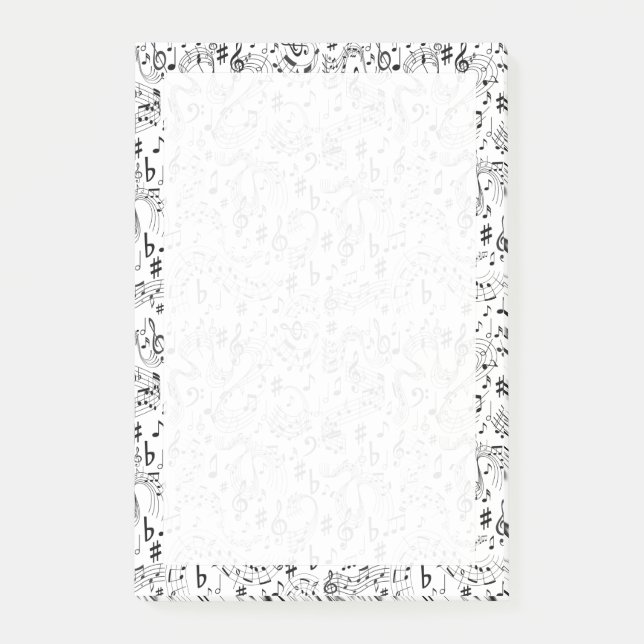Notas Post-it® Music Musical Notes Black and White (Anverso)