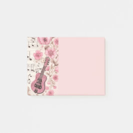 Notas Post-it® Music Notes and Flowers Retro Style