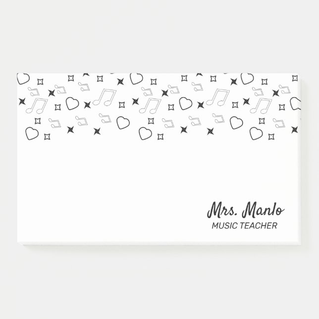Notas Post-it® Music Teacher Script Name Musical Notes (Anverso)