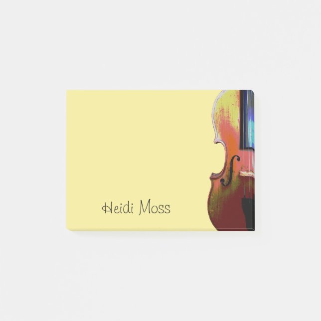 Notas Post-it® Música con violín amarillo (Anverso)