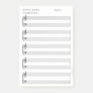 Notas Post-it® Música de hoja en blanco