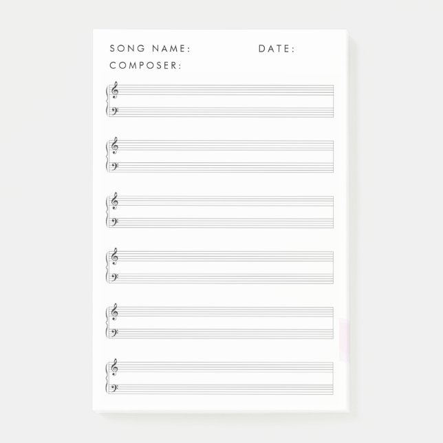Notas Post-it® Música de hoja en blanco (Anverso)