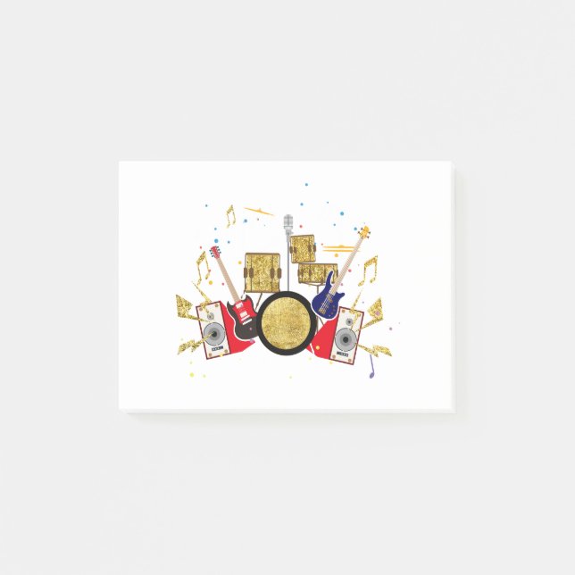 Notas Post-it® música fiesta guitarra drum set musical (Anverso)