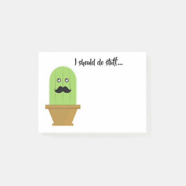 Notas Post-it® Mustache Cactus Sticky Notes (Anverso)
