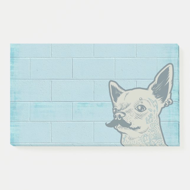 Notas Post-it® Mustache Chihuahua Graffiti Wall (Anverso)