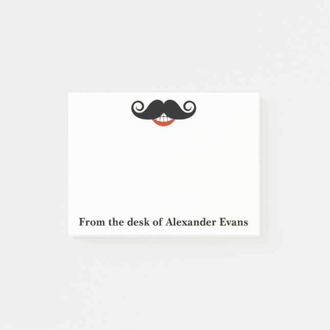 Notas Post-it® Mustache negro (Anverso)