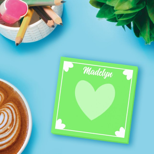 Notas Post-it® Muy Girly Neon Green White Corazón su nombre (Subido por el creador)
