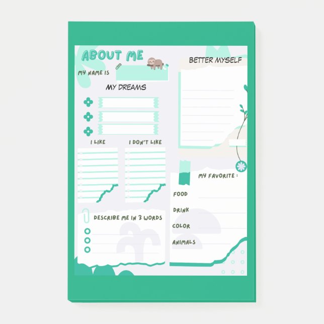 Notas Post-it® My About Me Green (Anverso)