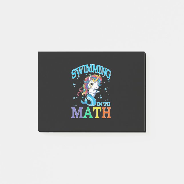 Notas Post-it® Nadando En Una Camiseta De Math Unicornio (Anverso)