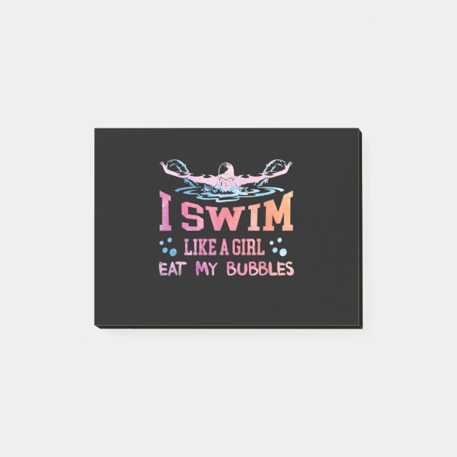 Notas Post-it® Nadando Mucho - Nado Como Un Chica (Anverso)