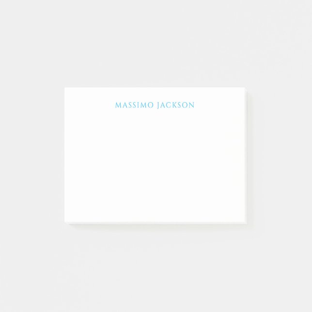 Notas Post-it® Name Calligraphy Script Plain Simple White Blue (Anverso)