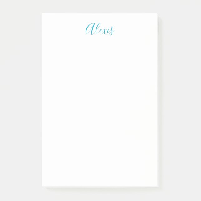 Notas Post-it® Name Calligraphy Script Plain Simple White Blue (Anverso)