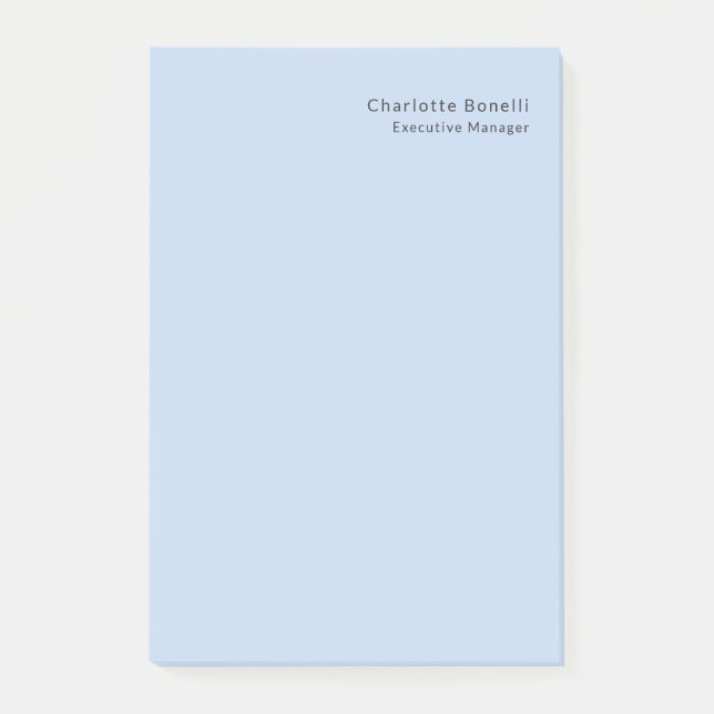 Notas Post-it® Name Professional Modern Minimalist Blue  (Anverso)
