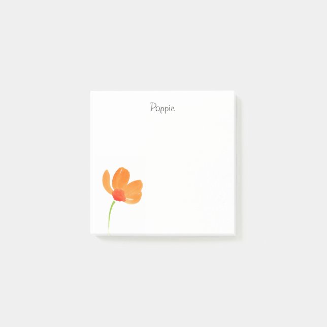 Notas Post-it® Naranja acuarela Poppie Flower (Anverso)