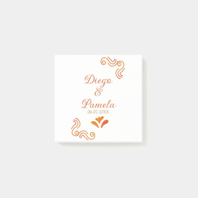 Notas Post-it® naranja amarillo rústico pareja española nombre de (Anverso)