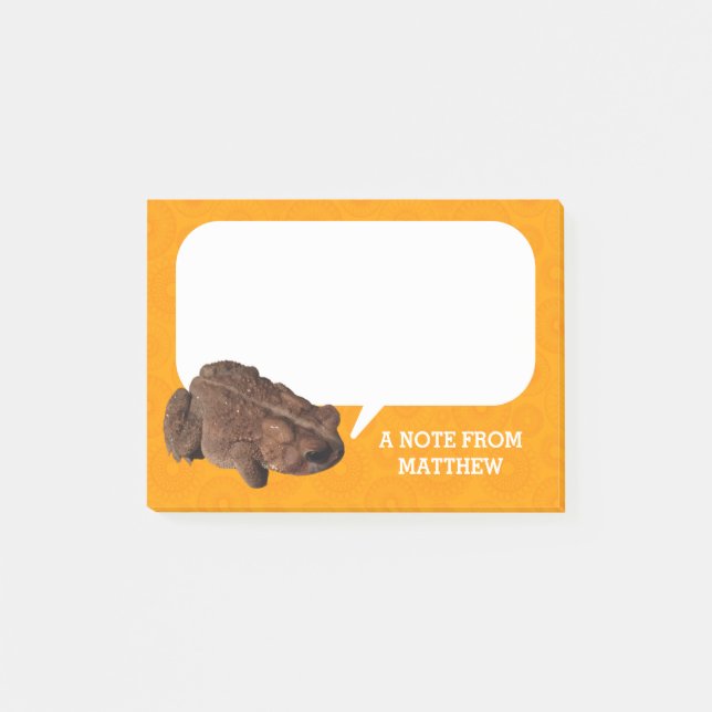 Notas Post-it® Naranja Americano de Fotografía de Toad Personaliz (Anverso)