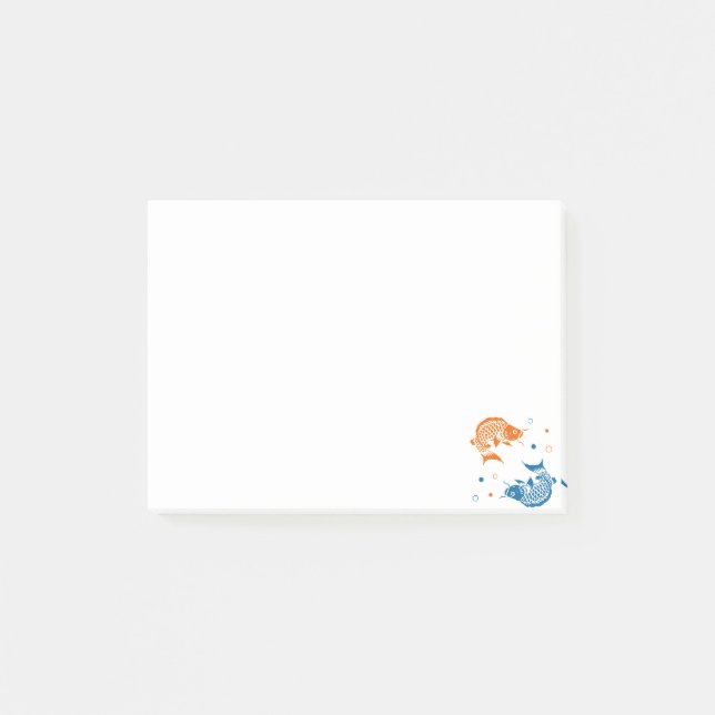 Notas Post-it® Naranja azul verano japonés Koi Fish (Anverso)