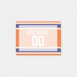 Notas Post-it® Naranja Blue Sports Jersey con nombre y número