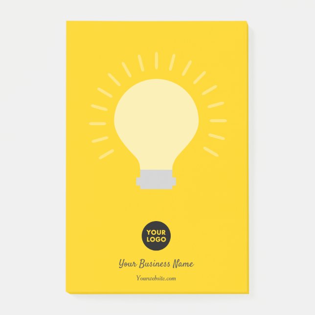 Notas Post-it® Naranja brillante lámpara de luz con logotipo (Anverso)