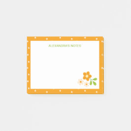 Notas Post-it® Naranja Cálido Flores Ditsy Lunares Personalizado