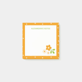 Notas Post-it® Naranja Cálido Flores Ditsy Lunares Personalizado