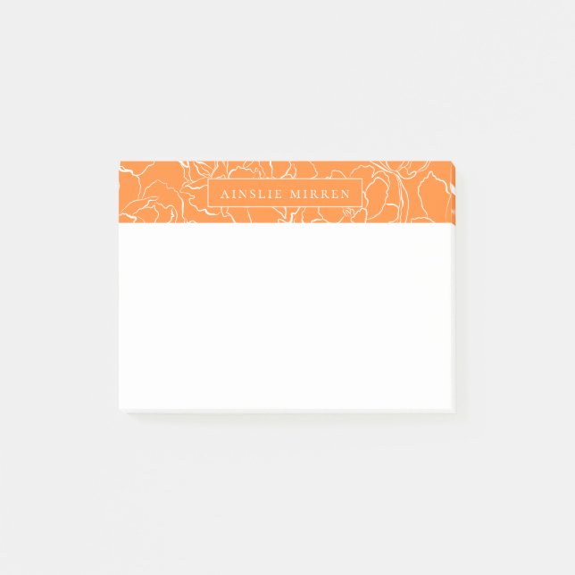 Notas Post-it® Naranja cúrcuma simplemente floral personalizada (Anverso)