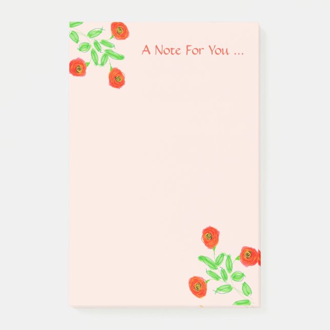 Notas Post-it® Naranja de flor acentuada (Anverso)