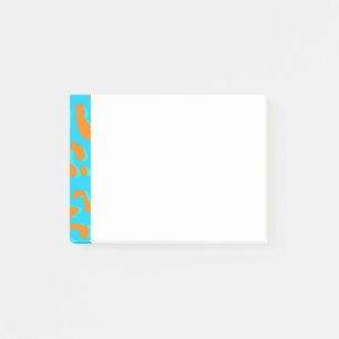 Notas Post-it® Naranja de impresión Leopardo Azul