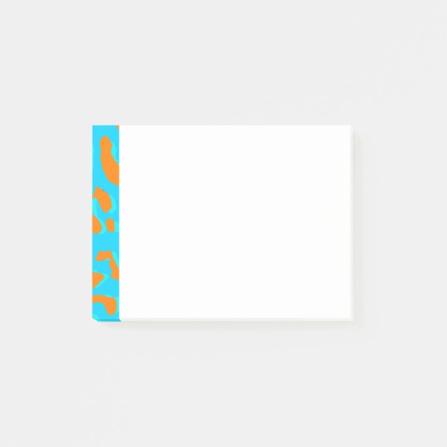 Notas Post-it® Naranja de impresión Leopardo Azul (Anverso)