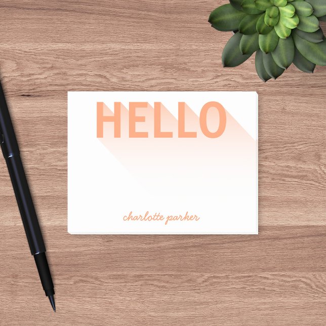 Notas Post-it® Naranja de tipografía moderna Hola (Subido por el creador)