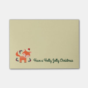 Notas Post-it® Naranja Fox En Santa Hat Cuidados Navidades Whimsi