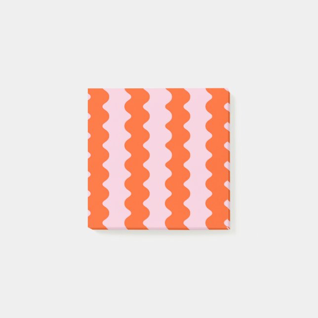 Notas Post-it® Naranja Groovy Stripe Moderno Primavera Minimalist (Anverso)