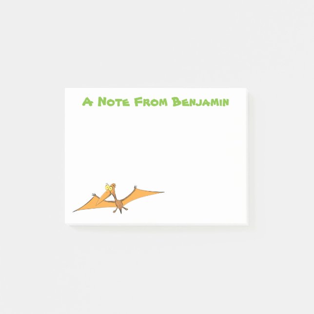 Notas Post-it® Naranja lindo y gracioso personalizado pterodáctil (Anverso)