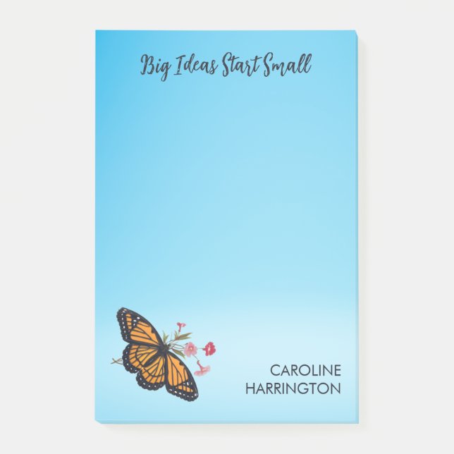 Notas Post-it® Naranja Monarch Butterfly Sky Blue Inspirador (Anverso)