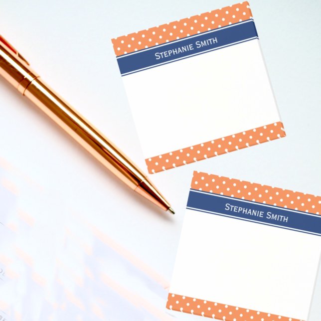 Notas Post-it® Naranja, Punto de Polka Blanco con Azul Real (Subido por el creador)