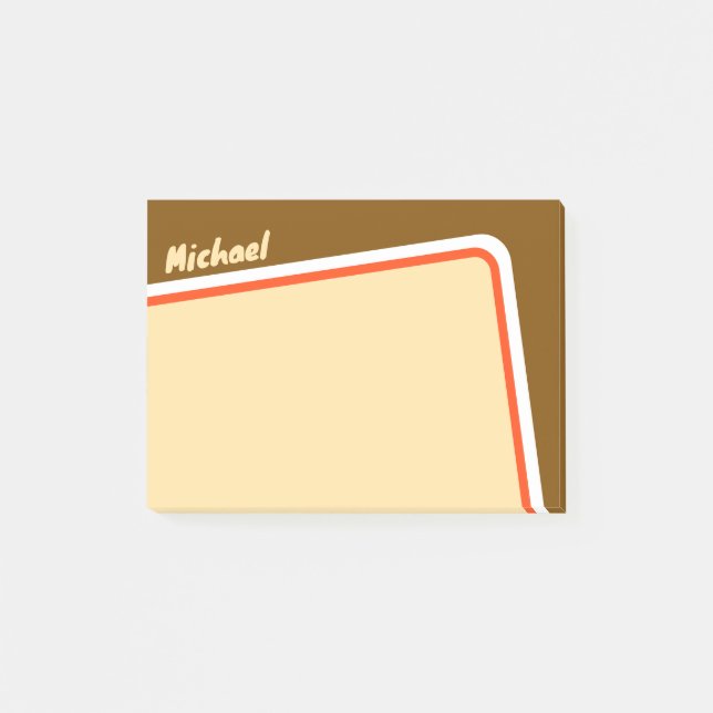 Notas Post-it® Naranja retro marrón arco de ángulo blanco persona (Anverso)