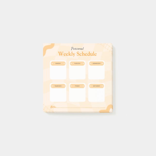 Notas Post-it® Naranja Retro Style Personal Weekner Planner (Anverso)