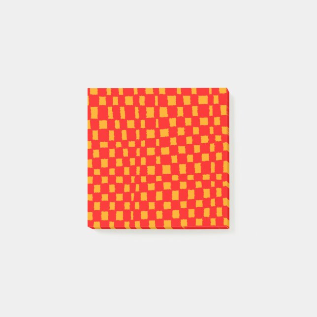 Notas Post-it® Naranja Rojo Checkerboard Vibrant Checkered Patter (Anverso)