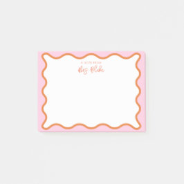 Notas Post-it® Naranja rosa vibrante y colorido Wavy Zigzag Borde