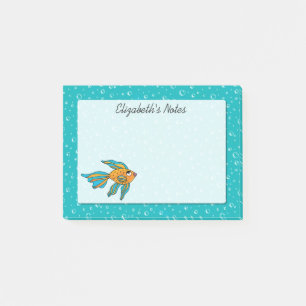 Notas Post-it® Naranja tropical y azul de los pescados