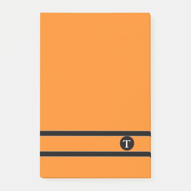 Notas Post-it® Naranja y franja negra Monograma Post-it® Notes-II (Anverso)