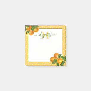 Notas Post-it® Naranjas de cítricos de monograma acuarela puntos 