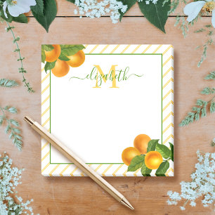 Notas Post-it® Naranjas de cítricos de monograma rayas acuáticas 