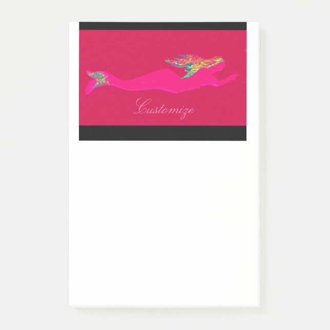 Notas Post-it® natación subacuática sirena rosa (Anverso)